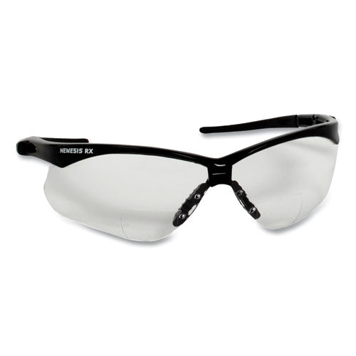 Image of KleenGuard V60 Nemesis Rx Reader Safety Glasses, Black Frame, Clear Lens, +3.0 Diopter Strength, 6/Box