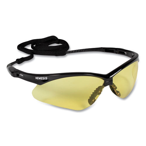 Image of KleenGuard Nemesis Safety Glasses, Black Frame, Amber Lens, 12/Box