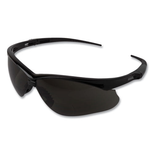 Image of KleenGuard V60 Nemesis Rx Reader Safety Glasses, Black Frame, Smoke Lens, +2.5 Diopter Strength, 6/Box