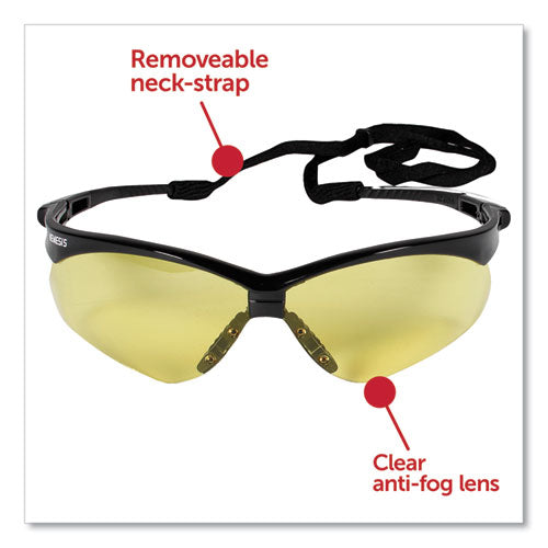 Image of KleenGuard Nemesis Safety Glasses, Black Frame, Amber Lens, 12/Box