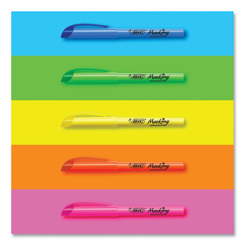 Image of BIC® Brite Liner Highlighter, Fluorescent Yellow Ink, Chisel Tip, Yellow/black Barrel, Dozen