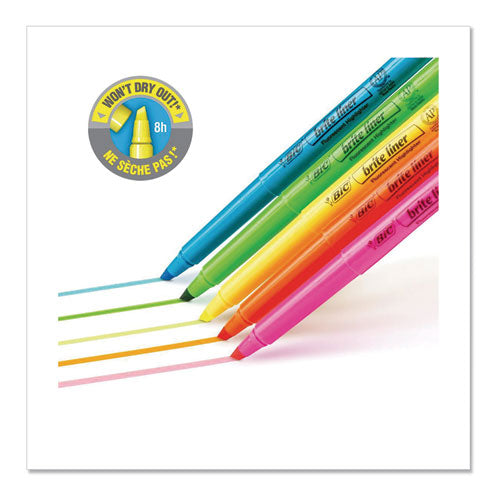 Image of BIC® Brite Liner Highlighter Value Pack, Yellow Ink, Chisel Tip, Yellow/black Barrel, 24/pack