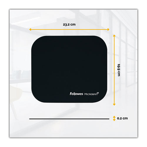 Image of Fellowes® Mouse Pad with Microban Protection, 9 x 8, Black