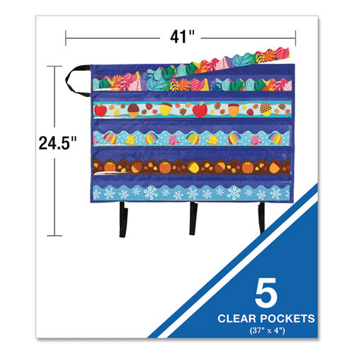 Image of Carson-Dellosa Education Border Storage Pocket Chart, 41" x 24.5", Blue/Clear