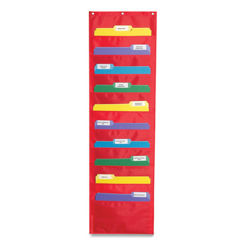 Image of Carson-Dellosa Education Storage Pocket Chart, 10 Pockets, Hanger Grommets, 14 X 47, Red