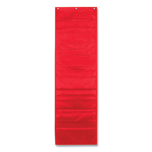 Image of Carson-Dellosa Education Storage Pocket Chart, 10 Pockets, Hanger Grommets, 14 X 47, Red