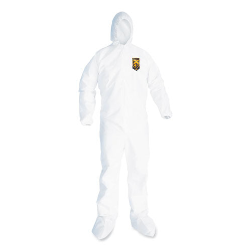 Image of KleenGuard A20 Breathable Particle Protection Coveralls, Elastic Back, Hood And Boots, Large, White, 24/carton