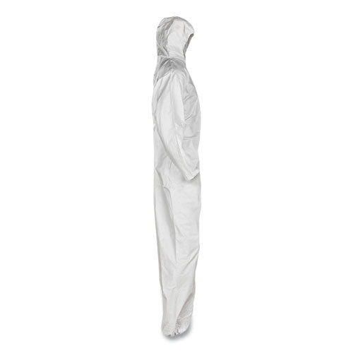 Image of KleenGuard A20 Breathable Particle Protection Coveralls, Elastic Back, Hood, Medium, White, 24/carton