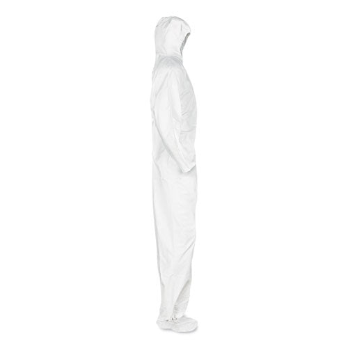Image of KleenGuard A20 Breathable Particle Protection Coveralls, Elastic Back, Hood And Boots, Large, White, 24/carton