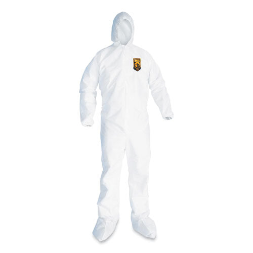 Image of KleenGuard A20 Breathable Particle Protection Coveralls, Elastic Back, Hood and Boots, 4X-Large, White, 20/Carton