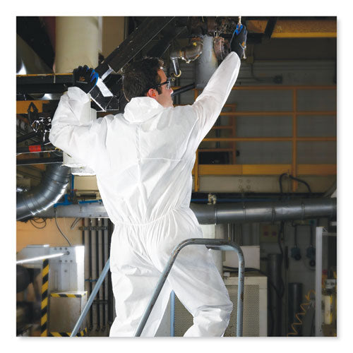 Image of KleenGuard A20 Breathable Particle Protection Coveralls, Elastic Back, Hood And Boots, Large, White, 24/carton