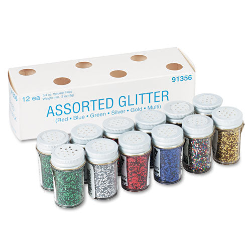 Image of Pacon® Spectra Glitter, 0.04 Hexagon Crystals, Assorted, 0.75 Oz Shaker-Top Jar, 12/pack
