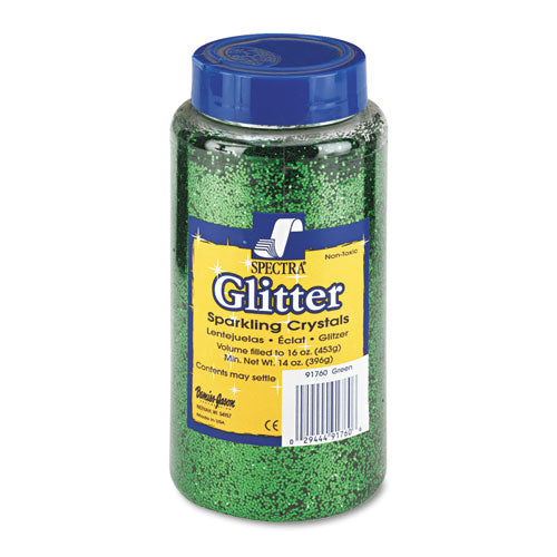 Image of Pacon® Spectra Glitter, 0.04 Hexagon Crystals, Green, 16 Oz Shaker-Top Jar