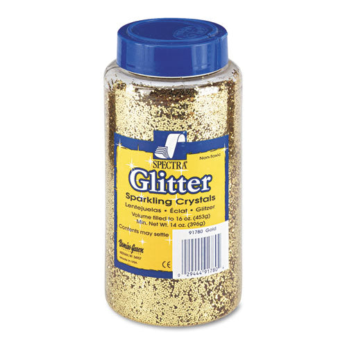 Image of Pacon® Spectra Glitter, 0.04 Hexagon Crystals, Gold, 16 Oz Shaker-Top Jar