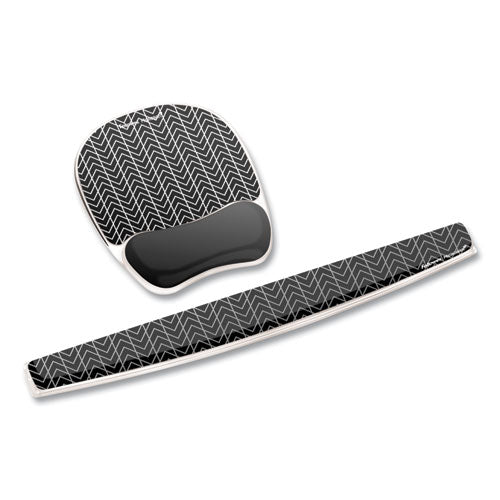 Image of Fellowes® Photo Gel Mouse Pad with Wrist Rest with Microban Protection, 7.87 x 9.25, Chevron Design
