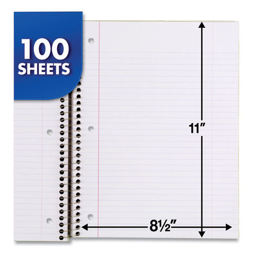 Image of Mead® Spiral Notebook, 1-Subject, Medium/College Rule, Randomly Assorted Cover Color, (100) 11 x 8 Sheets