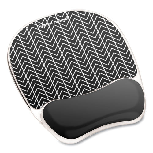 Image of Fellowes® Photo Gel Mouse Pad with Wrist Rest with Microban Protection, 7.87 x 9.25, Chevron Design