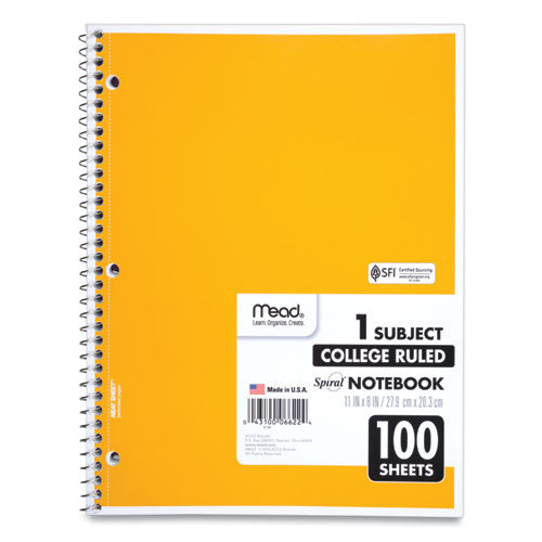 Image of Mead® Spiral Notebook, 1-Subject, Medium/College Rule, Randomly Assorted Cover Color, (100) 11 x 8 Sheets
