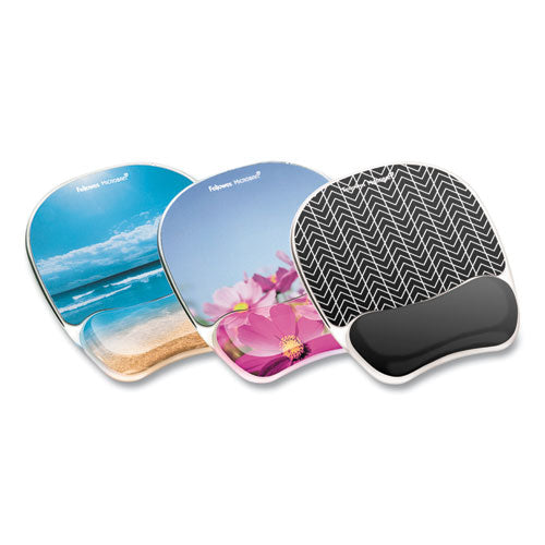 Image of Fellowes® Photo Gel Mouse Pad with Wrist Rest with Microban Protection, 7.87 x 9.25, Sandy Beach Design