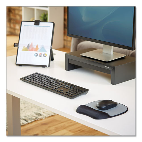 Image of Fellowes® Memory Foam Mouse Pad with Wrist Rest, 7.93 x 9.25, Black/Silver