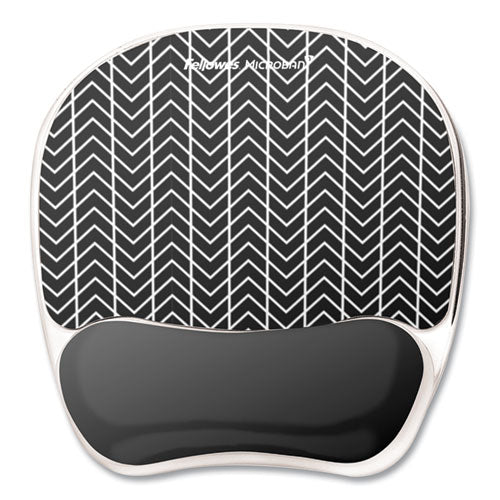 Image of Fellowes® Photo Gel Mouse Pad with Wrist Rest with Microban Protection, 7.87 x 9.25, Chevron Design