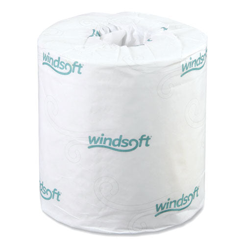 Image of Windsoft® Bath Tissue, Septic Safe, Individually Wrapped Rolls, 2-Ply, White, 500 Sheets/Roll, 48 Rolls/Carton