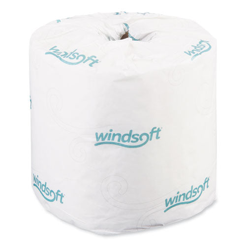 Image of Windsoft® Bath Tissue, Septic Safe, Individually Wrapped Rolls, 2-Ply, White, 400 Sheets/Roll, 24 Rolls/Carton