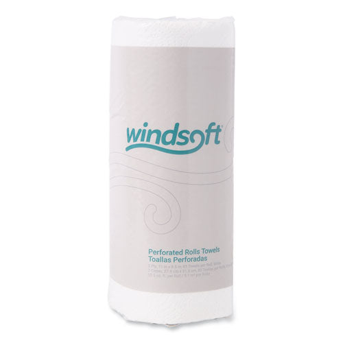 Image of Windsoft® Kitchen Roll Towels, 2-Ply, 11 x 8.5, White, 85/Roll, 30 Rolls/Carton