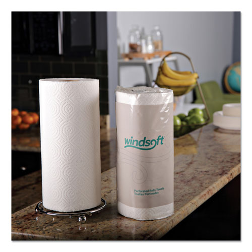 Image of Windsoft® Kitchen Roll Towels, 2-Ply, 11 x 8.8, White, 100/Roll, 30 Rolls/Carton