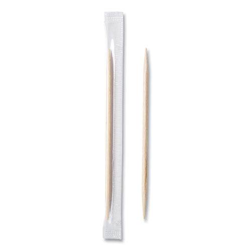 Image of AmerCareRoyal® Mint Cello-Wrapped Wood Toothpicks, 2.5", Natural, 1,000/box, 15 Boxes/carton