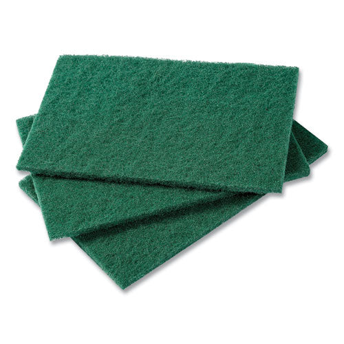 Image of AmerCareRoyal® Medium-Duty Scouring Pad, 6 X 9, Green, 10 Pads/pack, 6 Packs/carton