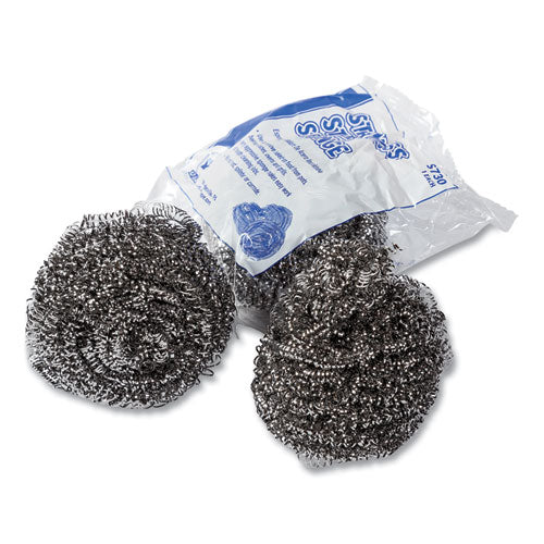 Image of AmerCareRoyal® Stainless Steel Sponge, Polybagged, 1.50 Oz, Gray, 12/pack, 12/packs/carton