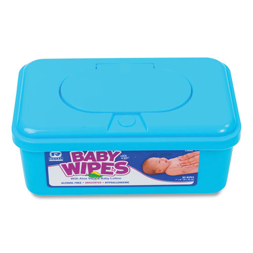 Image of AmerCareRoyal® Baby Wipes Tub, Unscented, White, 80/Tub, 12 Tubs/Carton
