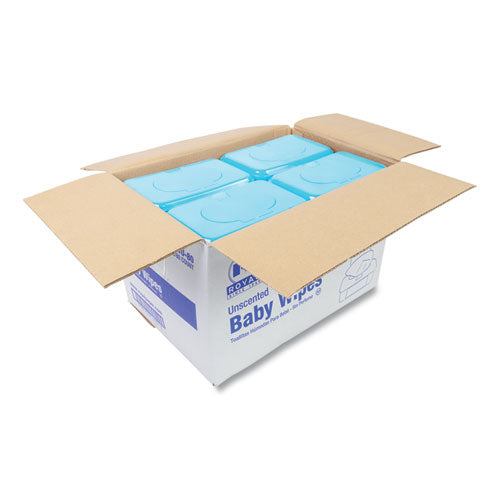 Image of AmerCareRoyal® Baby Wipes Tub, Unscented, White, 80/Tub, 12 Tubs/Carton