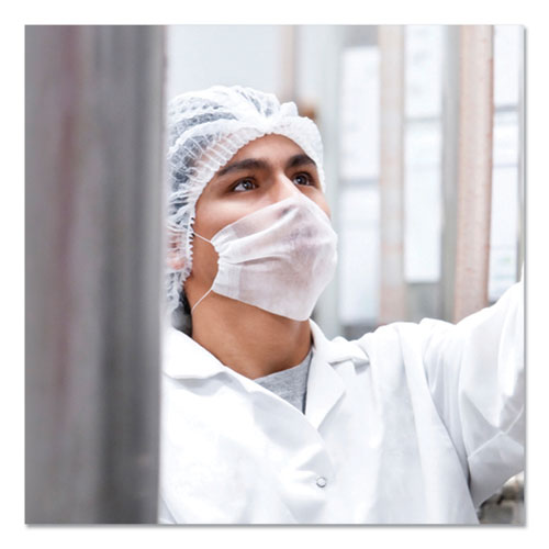 Image of AmerCareRoyal® Latex-Free Operating Room Cap, Pleated, Polypropylene, 21", White, 100 Caps/Pack, 10 Packs/Carton