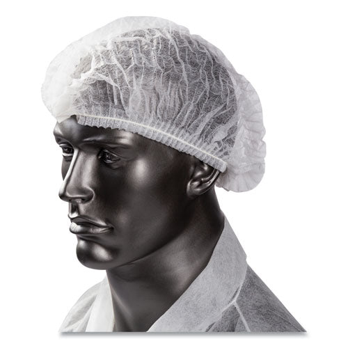 Image of AmerCareRoyal® Latex-Free Operating Room Cap, Pleated, Polypropylene, 21", White, 100 Caps/Pack, 10 Packs/Carton