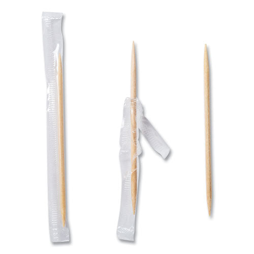 Image of AmerCareRoyal® Mint Cello-Wrapped Wood Toothpicks, 2.5", Natural, 1,000/box, 15 Boxes/carton