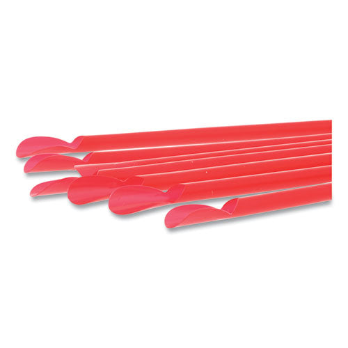 Image of AmerCareRoyal® Jumbo Spoon Straw, 10.25", Plastic, Red, 300/pack, 18 Packs/carton