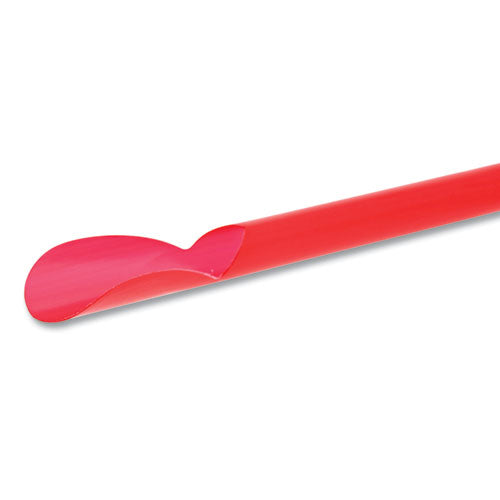 Image of AmerCareRoyal® Jumbo Spoon Straw, 10.25", Plastic, Red, 300/pack, 18 Packs/carton