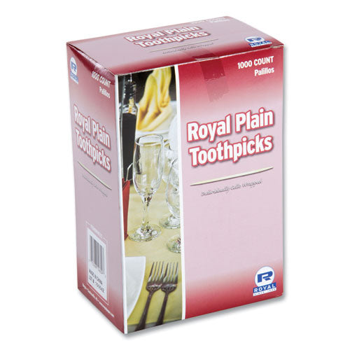 Image of AmerCareRoyal® Cello-Wrapped Round Wood Toothpicks, 2.5", Natural, 1,000/box, 15 Boxes/carton