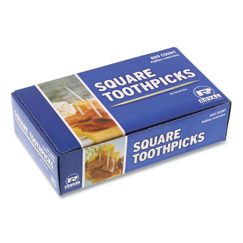 Image of AmerCareRoyal® Square Wood Toothpicks, 2.75", Natural, 800/box, 24 Boxes/carton