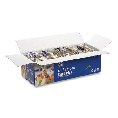 Image of AmerCareRoyal® Knotted Bamboo Pick, Paper, 4", Natural, 100/Pack, 10 Packs/Carton