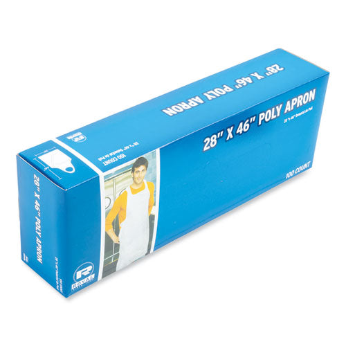 Image of AmerCareRoyal® Poly Apron, 28 x 46,  One Size Fits All, White, 100/Pack, 10 Packs/Carton