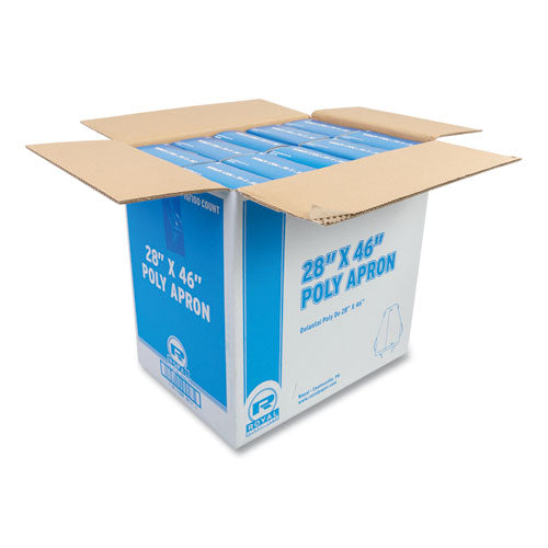 Image of AmerCareRoyal® Poly Apron, 28 x 46,  One Size Fits All, White, 100/Pack, 10 Packs/Carton