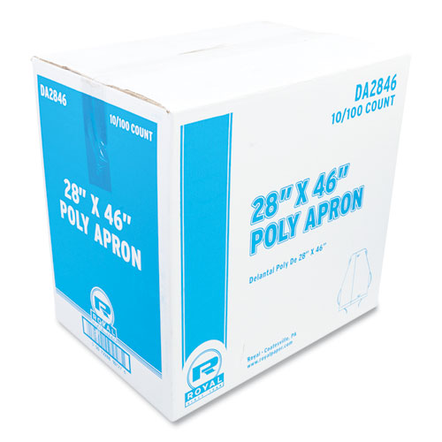Image of AmerCareRoyal® Poly Apron, 28 x 46,  One Size Fits All, White, 100/Pack, 10 Packs/Carton