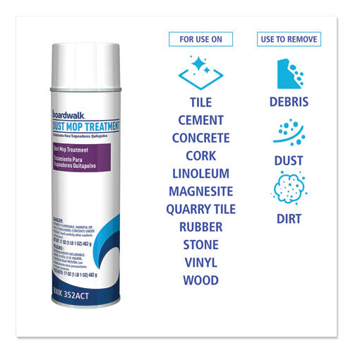 Image of Boardwalk® Dust Mop Treatment, Pine Scent, 17 oz Aerosol Spray, 12/Carton
