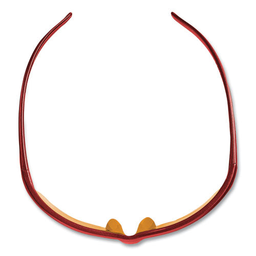 Image of KleenGuard Equalizer Safety Glasses, Red Frames, Amber/yellow Lens, 12/Box