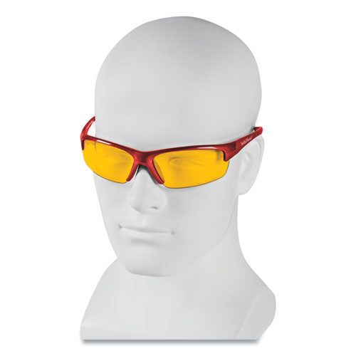 Image of KleenGuard Equalizer Safety Glasses, Red Frames, Amber/yellow Lens, 12/Box