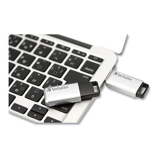 Image of Verbatim® Store 'n' Go Secure Pro Usb Flash Drive With Aes 256 Encryption, 128 Gb, Silver