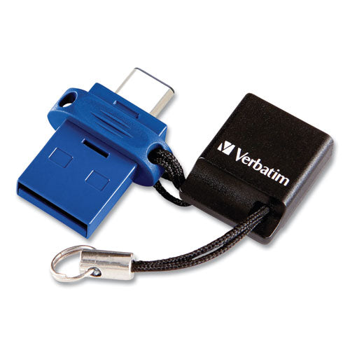 Image of Verbatim® Store n' Go Dual USB 3.0 Flash Drive for USB-C Devices, 64 GB, Blue